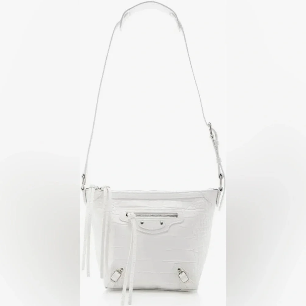 Balenciaga Neo Classic Hobo Crocodile Embossed Leather XS White - Picture 6 of 16